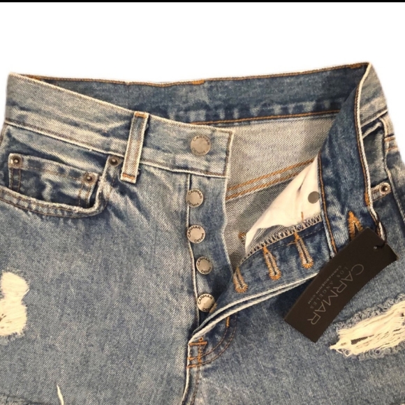 🆕 Carmar | Emelia Non-Stretch Button Fly Distressed Destroyed Jeans Size 23 - Picture 4 of 9